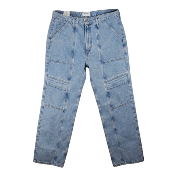 Agolde Women's A9120-1535 Blue Cargo Jeans Cooper Light Wash Pockets Sz 27 - Picture 3 of 7